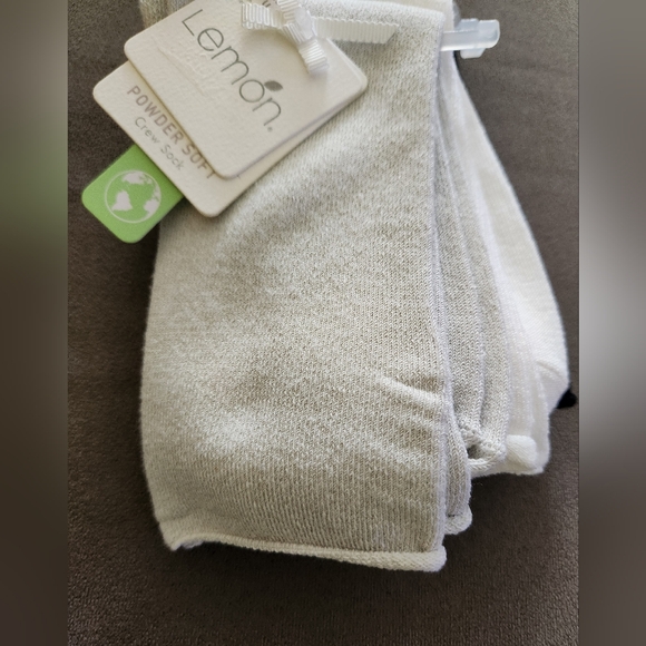 Lemon Womens Recycled Powder Crew Sock -3PK -Light Grey/White/Black **NEW - Picture 3 of 9